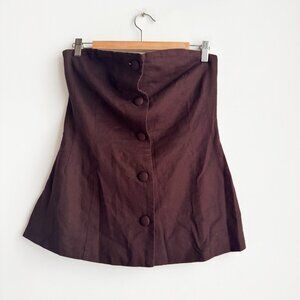 Bailey 44 Brown Linen Blend Button Down Strapless Top M